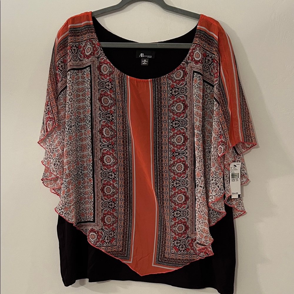 NWT AB Studio Poncho Style Blouse